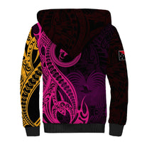 Papua New Guinea Island Sherpa Hoodie Bird of Paradise with Gold Polynesian Tribal LT9 - Polynesian Pride