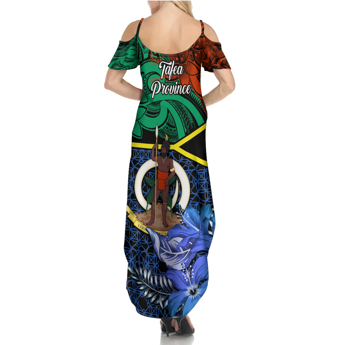 tafea-day-family-matching-summer-maxi-dress-and-hawaiian-shirt-vanuatu-sand-drawing-with-polynesian-pattern