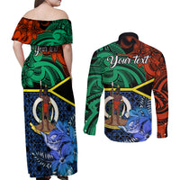 personalised-tafea-day-couples-matching-off-shoulder-maxi-dress-and-long-sleeve-button-shirts-vanuatu-sand-drawing-with-polynesian-pattern
