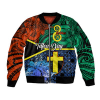 personalised-tafea-day-sleeve-zip-bomber-jacket-vanuatu-sand-drawing-with-polynesian-pattern