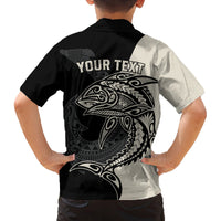 Personalised Polynesia Fishing Family Matching Long Sleeve Bodycon Dress and Hawaiian Shirt With Maori Hei Matau Fish Hook Gold Art LT9 - Polynesian Pride