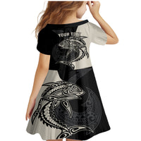 Personalised Polynesia Fishing Family Matching Mermaid Dress and Hawaiian Shirt With Maori Hei Matau Fish Hook Gold Art LT9 - Polynesian Pride