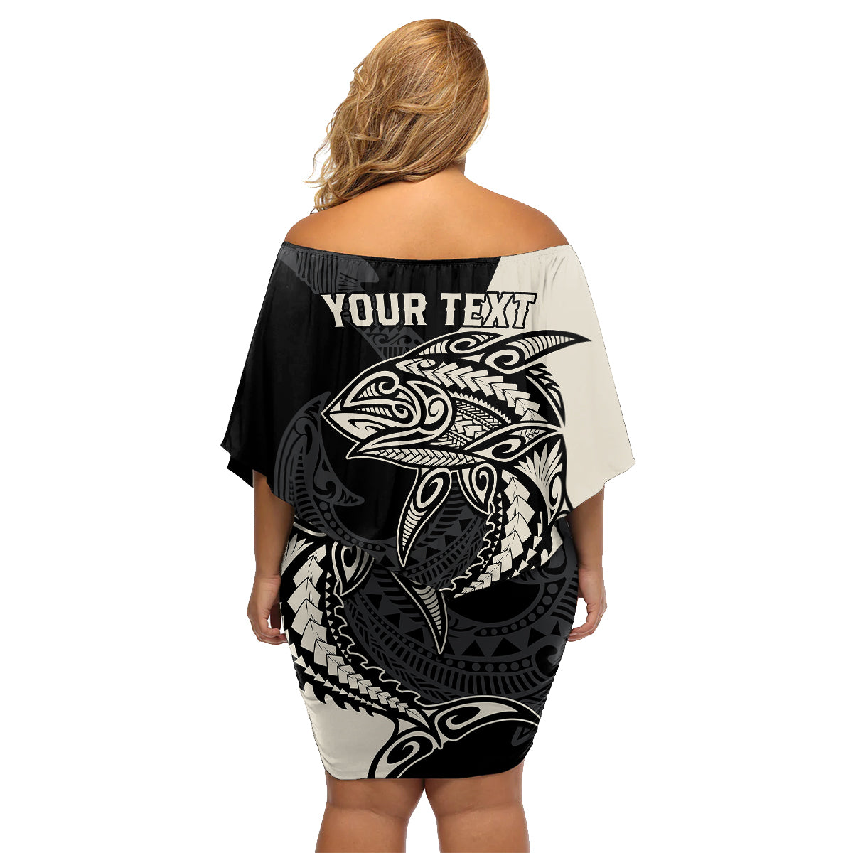 Personalised Polynesia Fishing Family Matching Off Shoulder Short Dress and Hawaiian Shirt With Maori Hei Matau Fish Hook Gold Art LT9 - Polynesian Pride