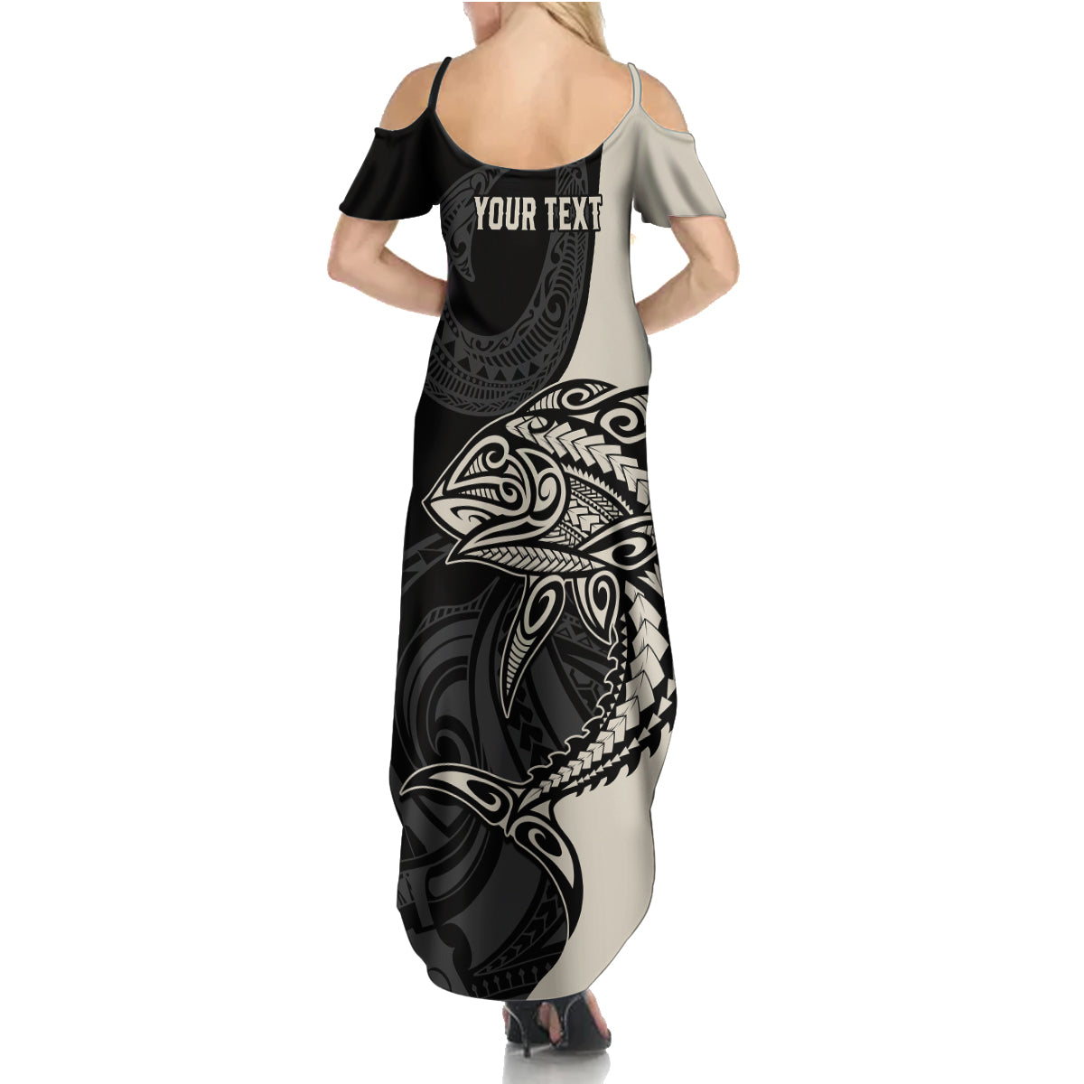 Personalised Polynesia Fishing Family Matching Summer Maxi Dress and Hawaiian Shirt With Maori Hei Matau Fish Hook Gold Art LT9 - Polynesian Pride