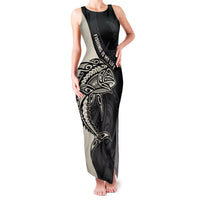 Personalised Polynesia Fishing Family Matching Tank Maxi Dress and Hawaiian Shirt With Maori Hei Matau Fish Hook Gold Art LT9 Mom's Dress Gold - Polynesian Pride