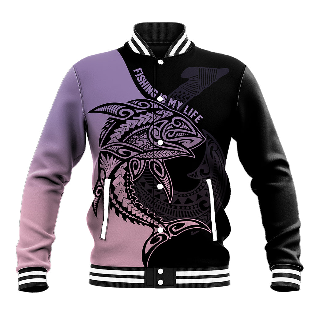 Personalised Polynesia Fishing Baseball Jacket With Maori Hei Matau Fish Hook Pastel Art LT9 Unisex Pastel - Polynesian Pride