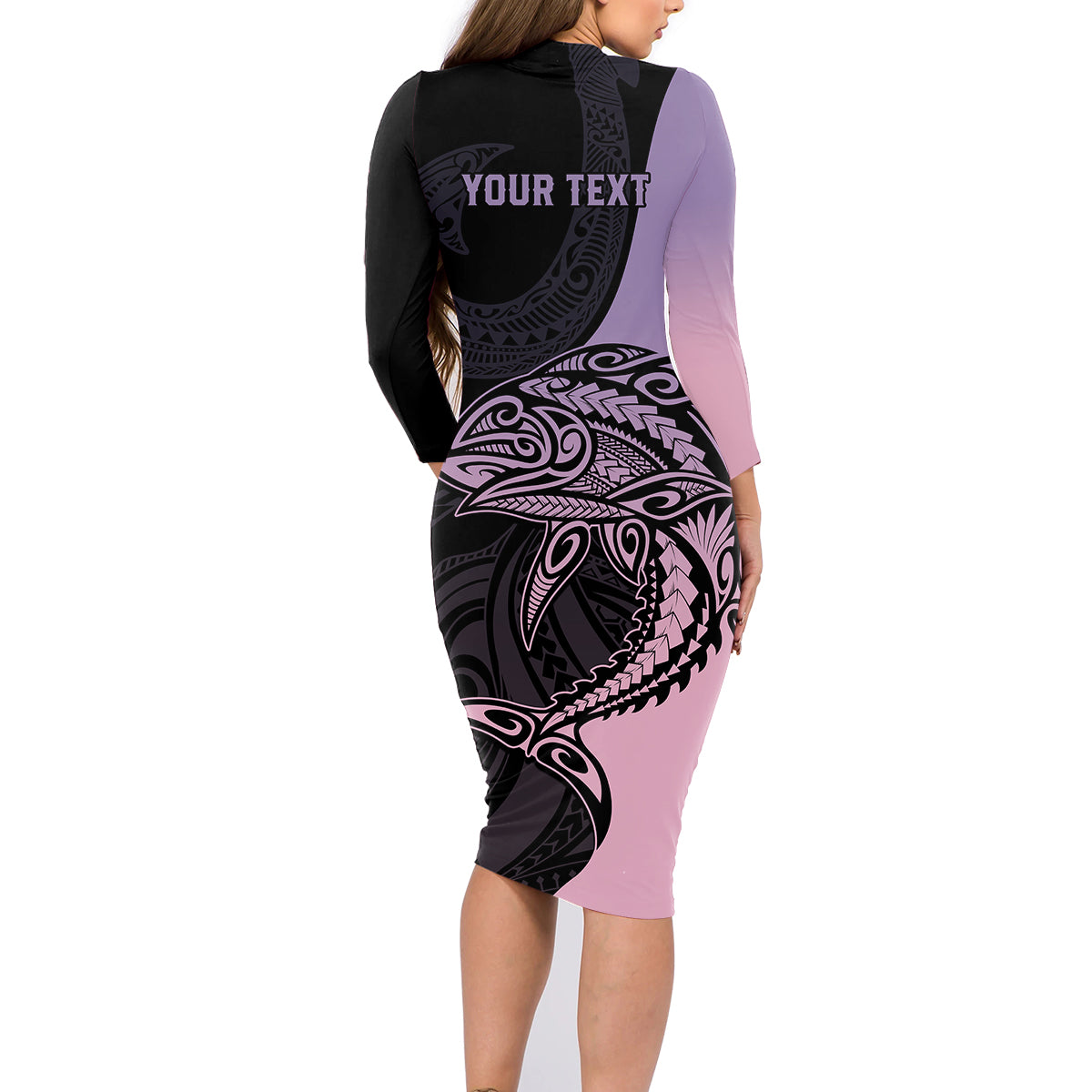 Personalised Polynesia Fishing Family Matching Long Sleeve Bodycon Dress and Hawaiian Shirt With Maori Hei Matau Fish Hook Pastel Art LT9 - Polynesian Pride