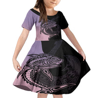 Personalised Polynesia Fishing Family Matching Summer Maxi Dress and Hawaiian Shirt With Maori Hei Matau Fish Hook Pastel Art LT9 Daughter's Dress Pastel - Polynesian Pride
