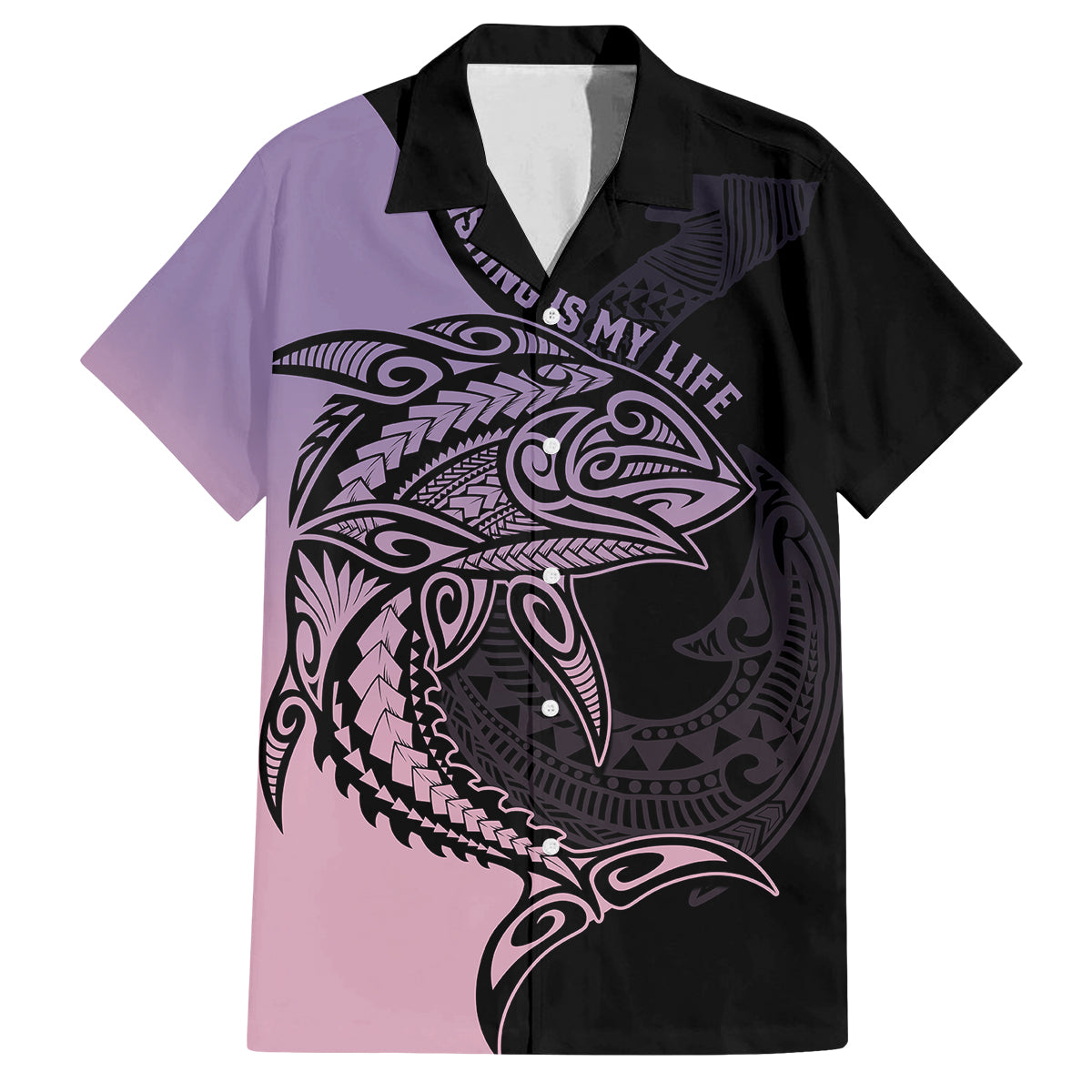 Personalised Polynesia Fishing Family Matching Summer Maxi Dress and Hawaiian Shirt With Maori Hei Matau Fish Hook Pastel Art LT9 Dad's Shirt - Short Sleeve Pastel - Polynesian Pride