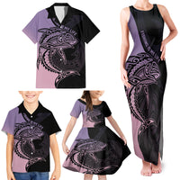 Personalised Polynesia Fishing Family Matching Tank Maxi Dress and Hawaiian Shirt With Maori Hei Matau Fish Hook Pastel Art LT9 - Polynesian Pride