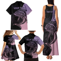 Personalised Polynesia Fishing Family Matching Tank Maxi Dress and Hawaiian Shirt With Maori Hei Matau Fish Hook Pastel Art LT9 - Polynesian Pride