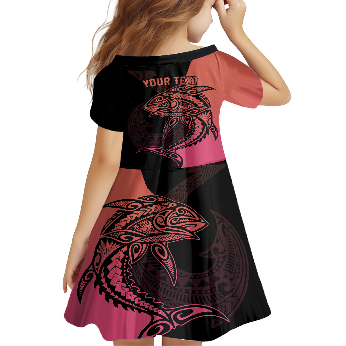 Personalised Polynesia Fishing Family Matching Off Shoulder Maxi Dress and Hawaiian Shirt With Maori Hei Matau Fish Hook Pink Art LT9 - Polynesian Pride