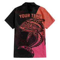 Personalised Polynesia Fishing Family Matching Short Sleeve Bodycon Dress and Hawaiian Shirt With Maori Hei Matau Fish Hook Pink Art LT9 - Polynesian Pride