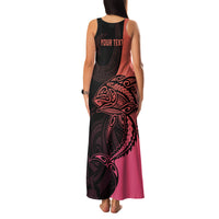 Personalised Polynesia Fishing Family Matching Tank Maxi Dress and Hawaiian Shirt With Maori Hei Matau Fish Hook Pink Art LT9 - Polynesian Pride