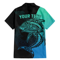 Personalised Polynesia Fishing Family Matching Mermaid Dress and Hawaiian Shirt With Maori Hei Matau Fish Hook Turquoise Art LT9 - Polynesian Pride