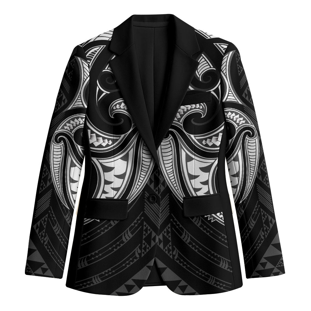 Maori Rugby Custom Ngaru Mangopare Blazer Black Whetu Niho Taniwha Motif LT9 Unisex Black - Polynesian Pride