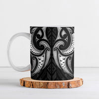 Maori Rugby Custom Ngaru Mangopare Ceramic Mug Black Whetu Niho Taniwha Motif LT9 Black - Polynesian Pride