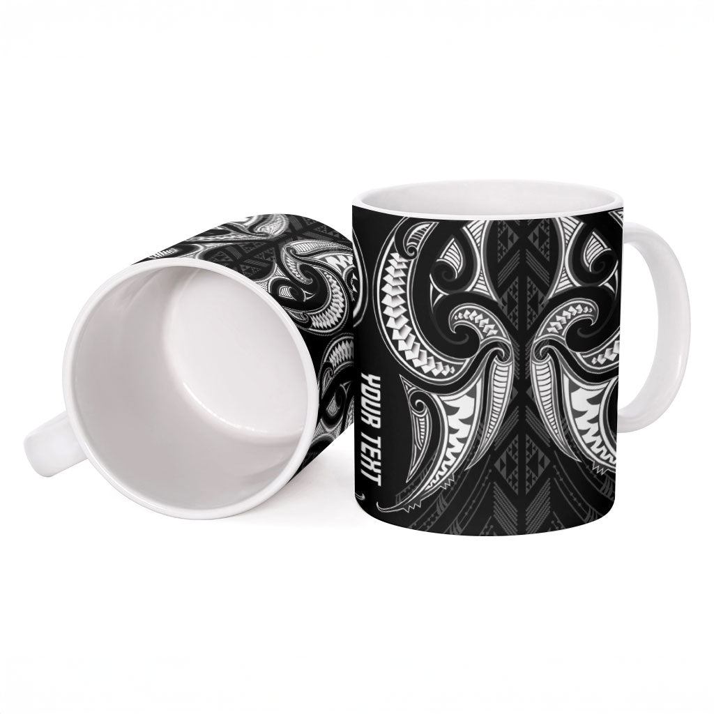 Maori Rugby Custom Ngaru Mangopare Ceramic Mug Black Whetu Niho Taniwha Motif LT9 - Polynesian Pride