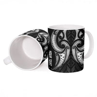 Maori Rugby Custom Ngaru Mangopare Ceramic Mug Black Whetu Niho Taniwha Motif LT9 - Polynesian Pride