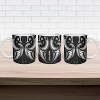 Maori Rugby Custom Ngaru Mangopare Ceramic Mug Black Whetu Niho Taniwha Motif LT9 - Polynesian Pride