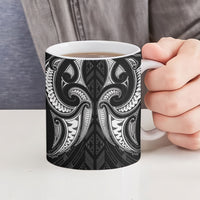 Maori Rugby Custom Ngaru Mangopare Ceramic Mug Black Whetu Niho Taniwha Motif LT9 - Polynesian Pride
