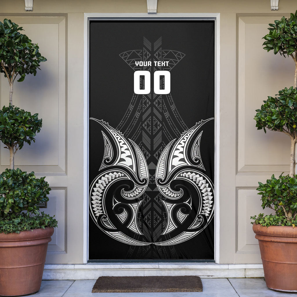 Maori Rugby Custom Ngaru Mangopare Door Cover Black Whetu Niho Taniwha Motif LT9 Black - Polynesian Pride