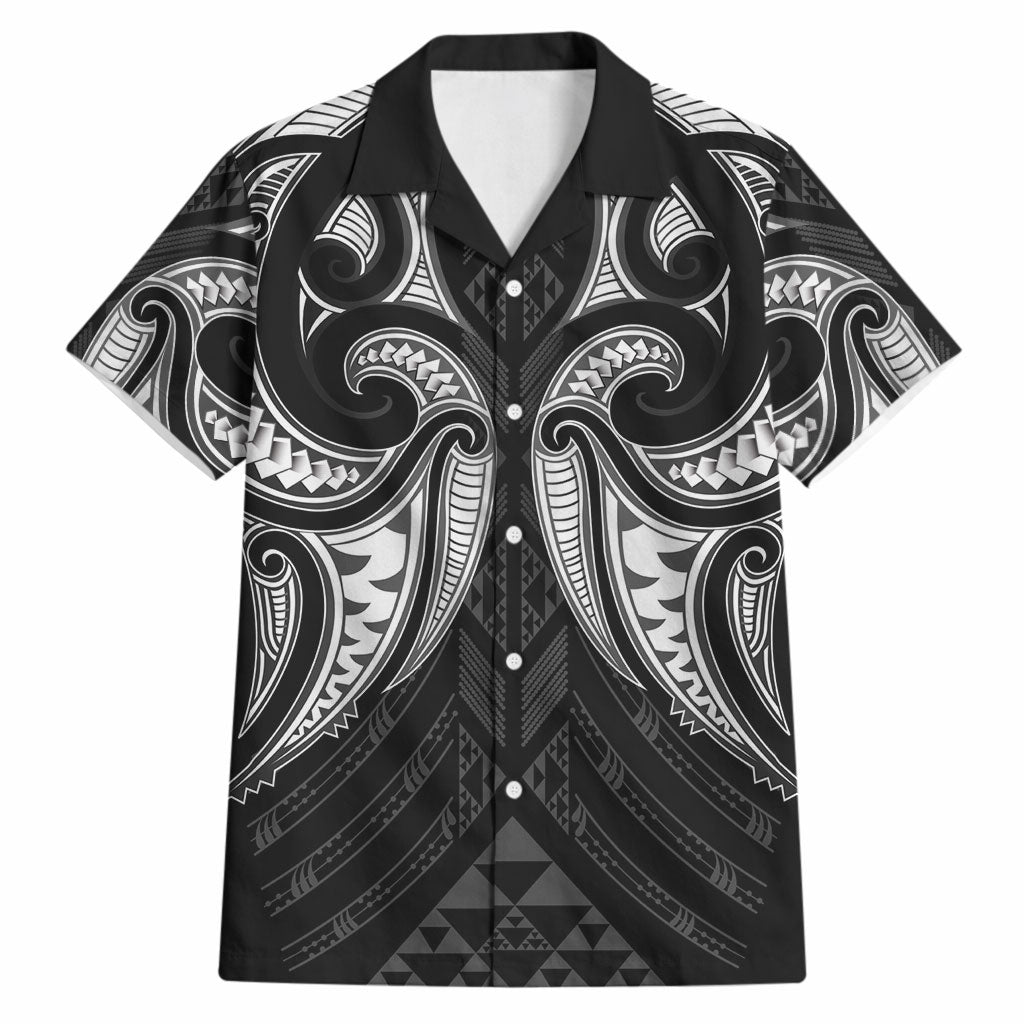 Maori Rugby Custom Ngaru Mangopare Hawaiian Shirt Black Whetu Niho Taniwha Motif LT9 Black - Polynesian Pride