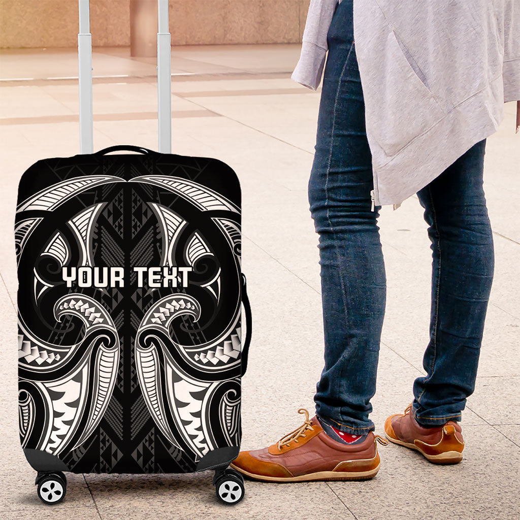 Maori Rugby Custom Ngaru Mangopare Luggage Cover Black Whetu Niho Taniwha Motif LT9 Black - Polynesian Pride