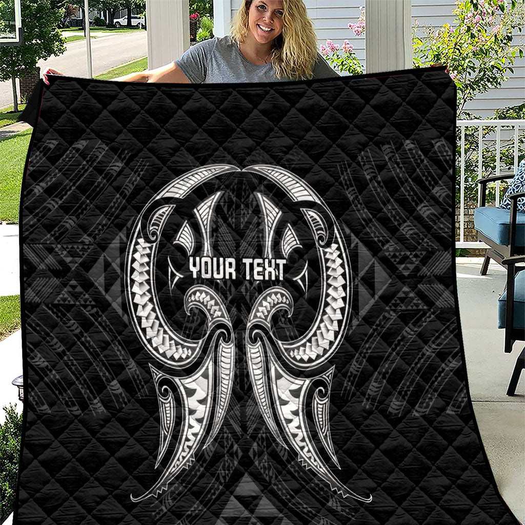 Maori Rugby Custom Ngaru Mangopare Quilt Black Whetu Niho Taniwha Motif LT9 Black - Polynesian Pride