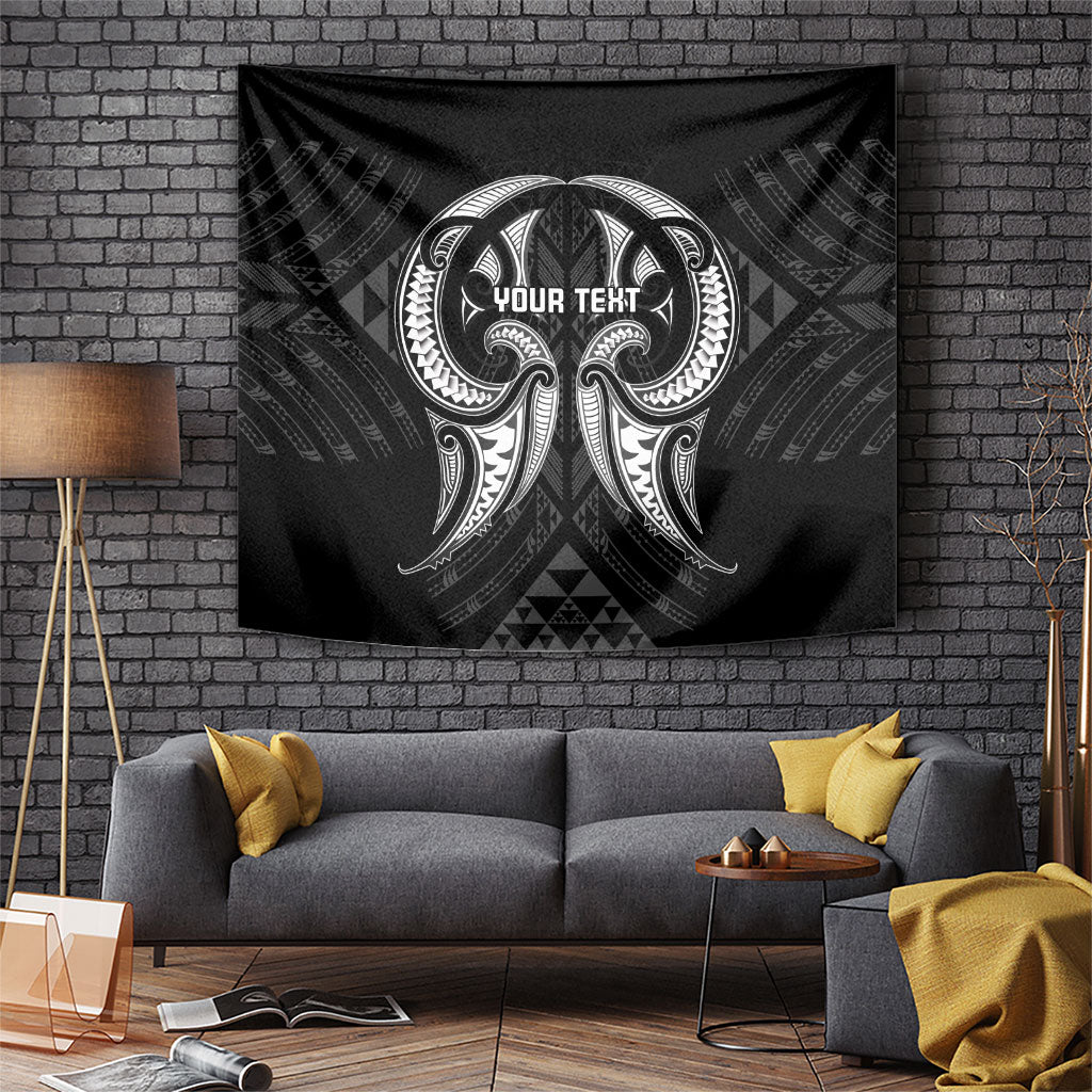 Maori Rugby Custom Ngaru Mangopare Tapestry Black Whetu Niho Taniwha Motif LT9 Black - Polynesian Pride