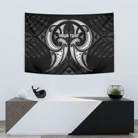 Maori Rugby Custom Ngaru Mangopare Tapestry Black Whetu Niho Taniwha Motif LT9 - Polynesian Pride