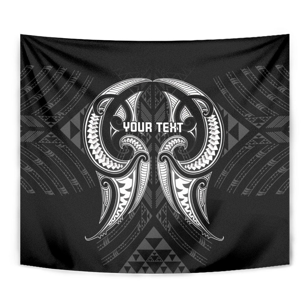 Maori Rugby Custom Ngaru Mangopare Tapestry Black Whetu Niho Taniwha Motif LT9 - Polynesian Pride