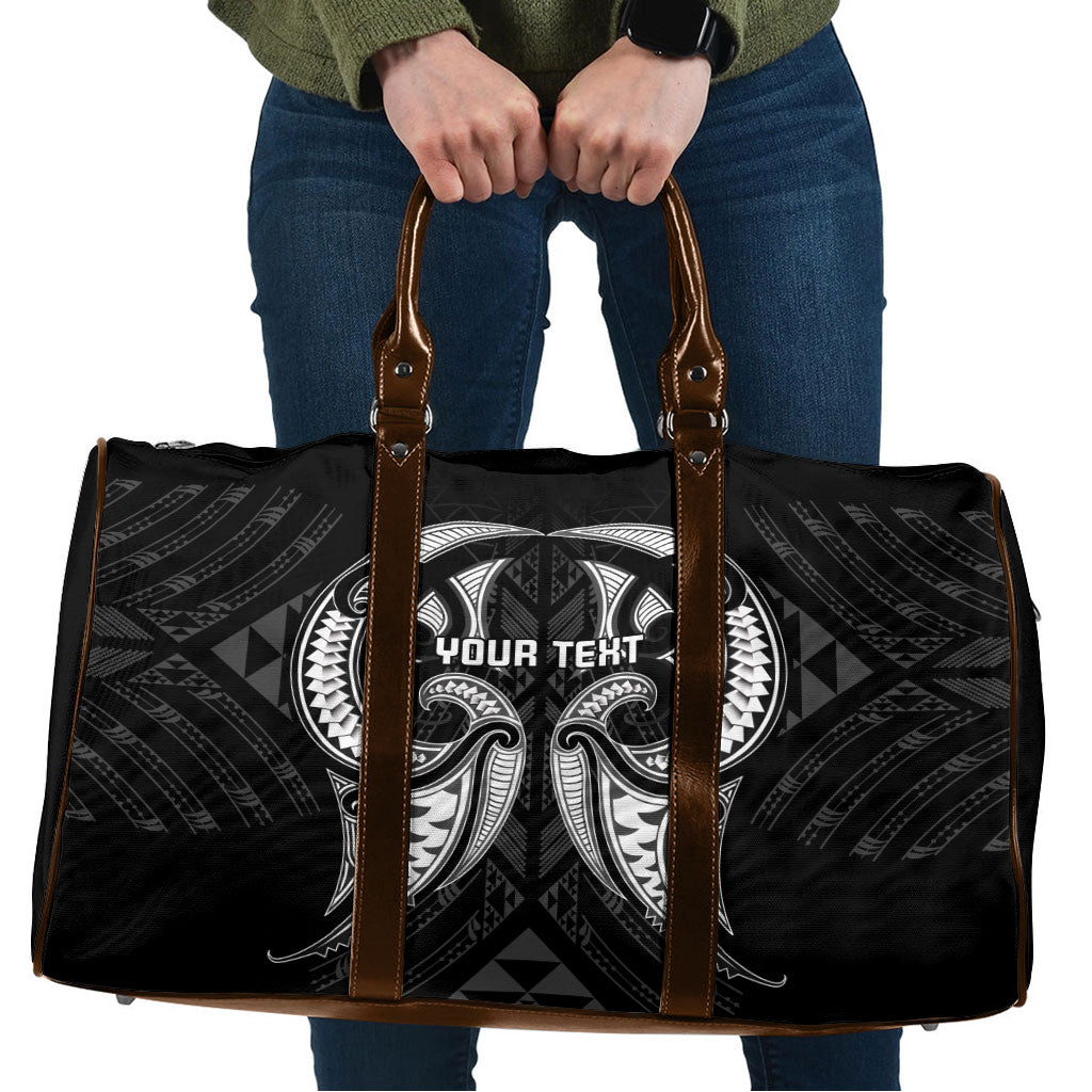 Maori Rugby Custom Ngaru Mangopare Travel Bag Black Whetu Niho Taniwha Motif LT9 Black - Polynesian Pride