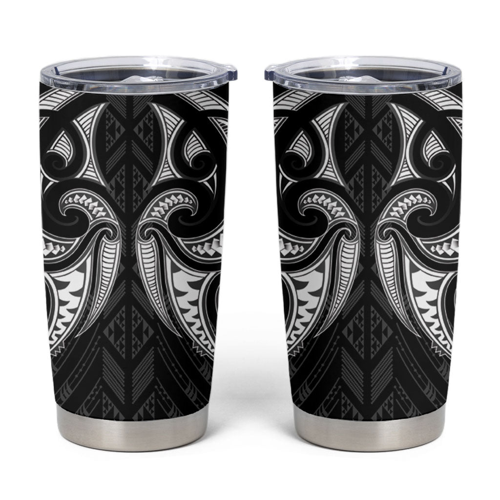 Maori Rugby Custom Ngaru Mangopare Tumbler Cup Black Whetu Niho Taniwha Motif LT9 Black - Polynesian Pride