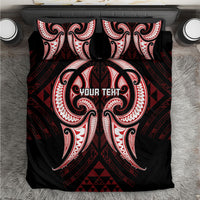 Maori Rugby Custom Ngaru Mangopare Bedding Set Black Red Whetu Niho Taniwha Motif LT9 Red - Polynesian Pride