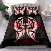 Maori Rugby Custom Ngaru Mangopare Bedding Set Black Red Whetu Niho Taniwha Motif LT9 - Polynesian Pride