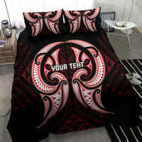 Maori Rugby Custom Ngaru Mangopare Bedding Set Black Red Whetu Niho Taniwha Motif LT9 - Polynesian Pride