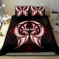 Maori Rugby Custom Ngaru Mangopare Bedding Set Black Red Whetu Niho Taniwha Motif LT9 - Polynesian Pride