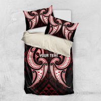 Maori Rugby Custom Ngaru Mangopare Bedding Set Black Red Whetu Niho Taniwha Motif LT9 US Twin 172cm x 218cm Red - Polynesian Pride
