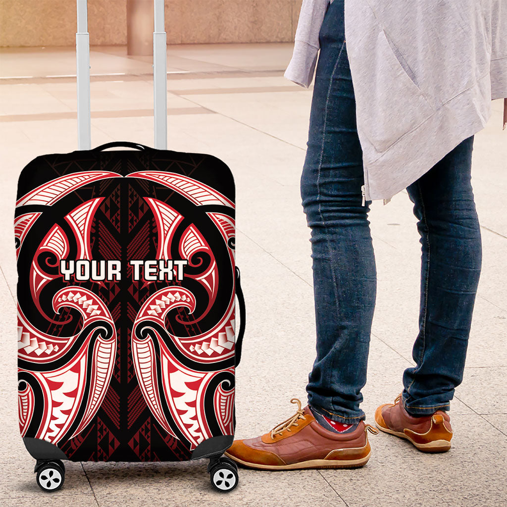 Maori Rugby Custom Ngaru Mangopare Luggage Cover Black Red Whetu Niho Taniwha Motif LT9 Red - Polynesian Pride