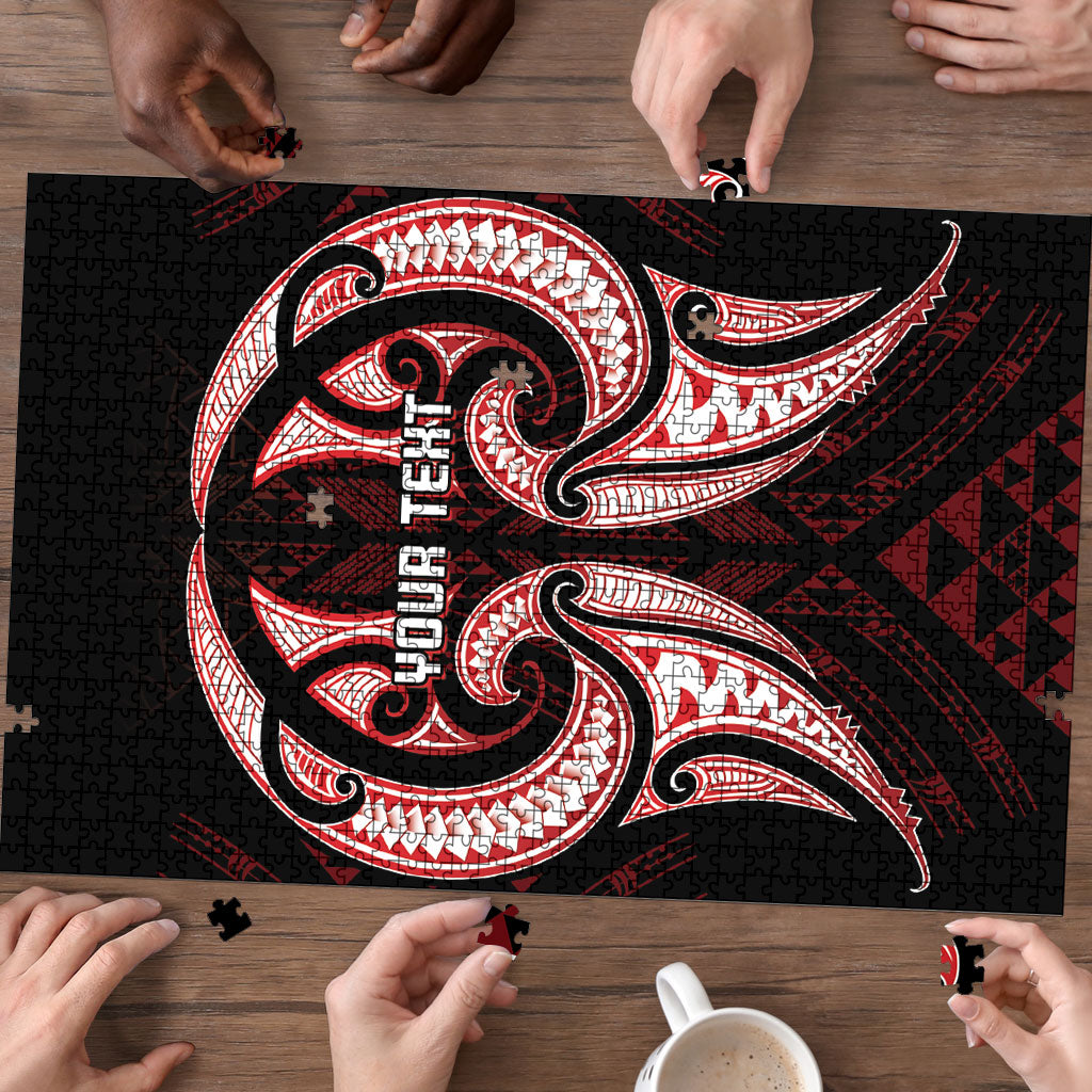 Maori Rugby Custom Ngaru Mangopare Puzzle Black Red Whetu Niho Taniwha Motif LT9 - Polynesian Pride