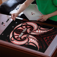 Maori Rugby Custom Ngaru Mangopare Puzzle Black Red Whetu Niho Taniwha Motif LT9 - Polynesian Pride