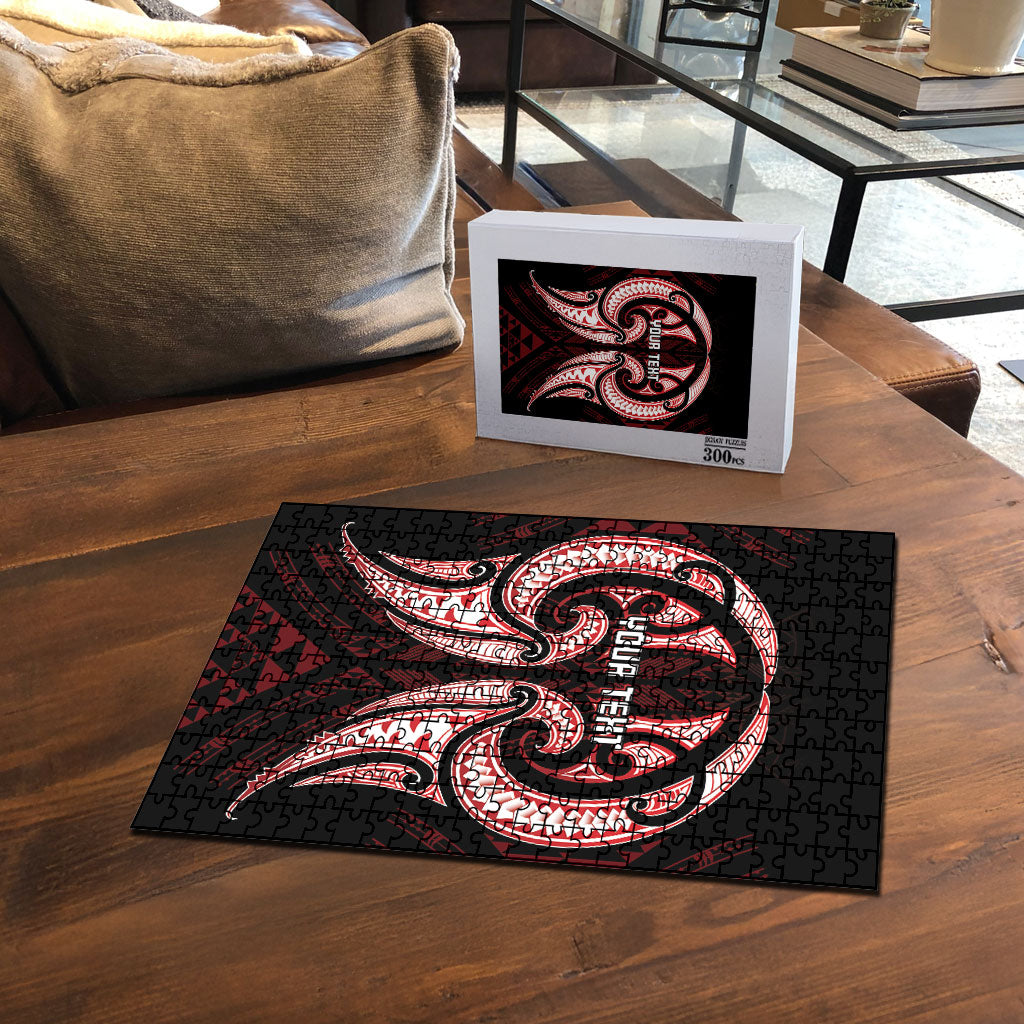 Maori Rugby Custom Ngaru Mangopare Puzzle Black Red Whetu Niho Taniwha Motif LT9 - Polynesian Pride