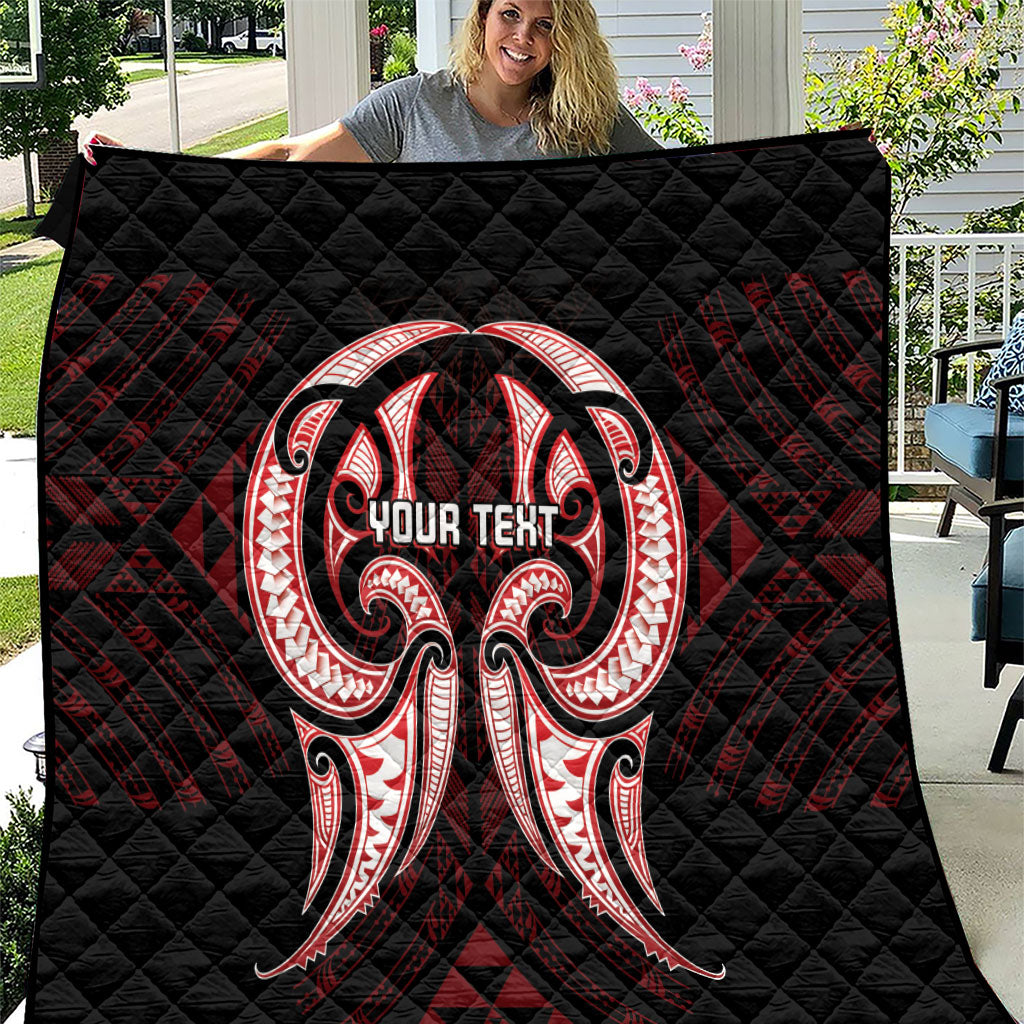 Maori Rugby Custom Ngaru Mangopare Quilt Black Red Whetu Niho Taniwha Motif LT9 Red - Polynesian Pride