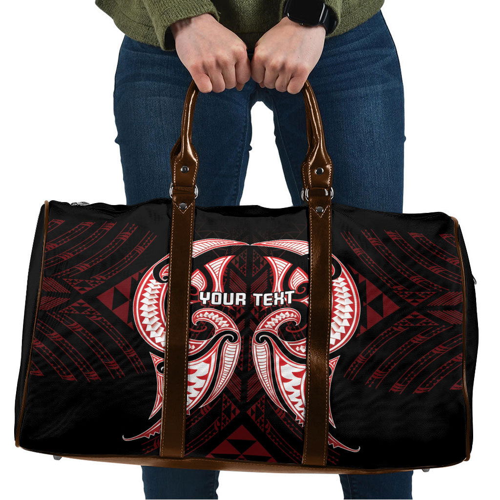 Maori Rugby Custom Ngaru Mangopare Travel Bag Black Red Whetu Niho Taniwha Motif LT9 Red - Polynesian Pride