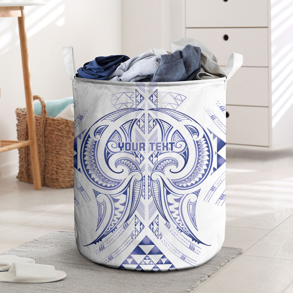 Maori Rugby Custom Ngaru Mangopare Laundry Basket Kikorangi Niho Taniwha Motif LT9 Blue - Polynesian Pride