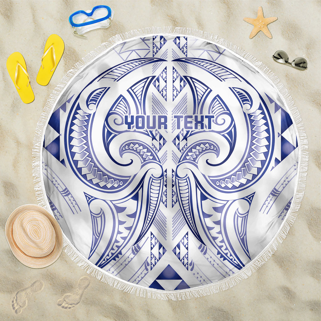 Maori Rugby Custom Ngaru Mangopare Beach Blanket Kikorangi Niho Taniwha Motif LT9 One Size 150cm Blue - Polynesian Pride