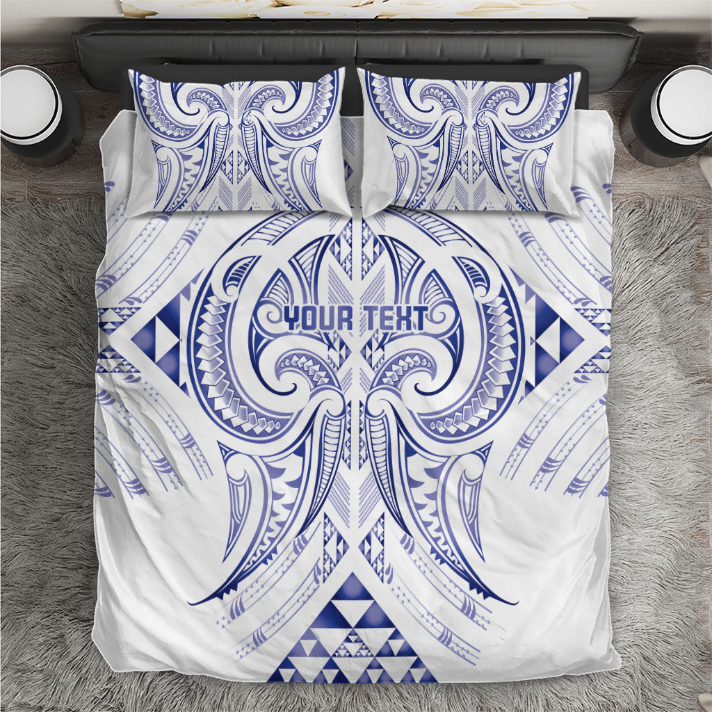 Maori Rugby Custom Ngaru Mangopare Bedding Set Kikorangi Niho Taniwha Motif LT9 Blue - Polynesian Pride