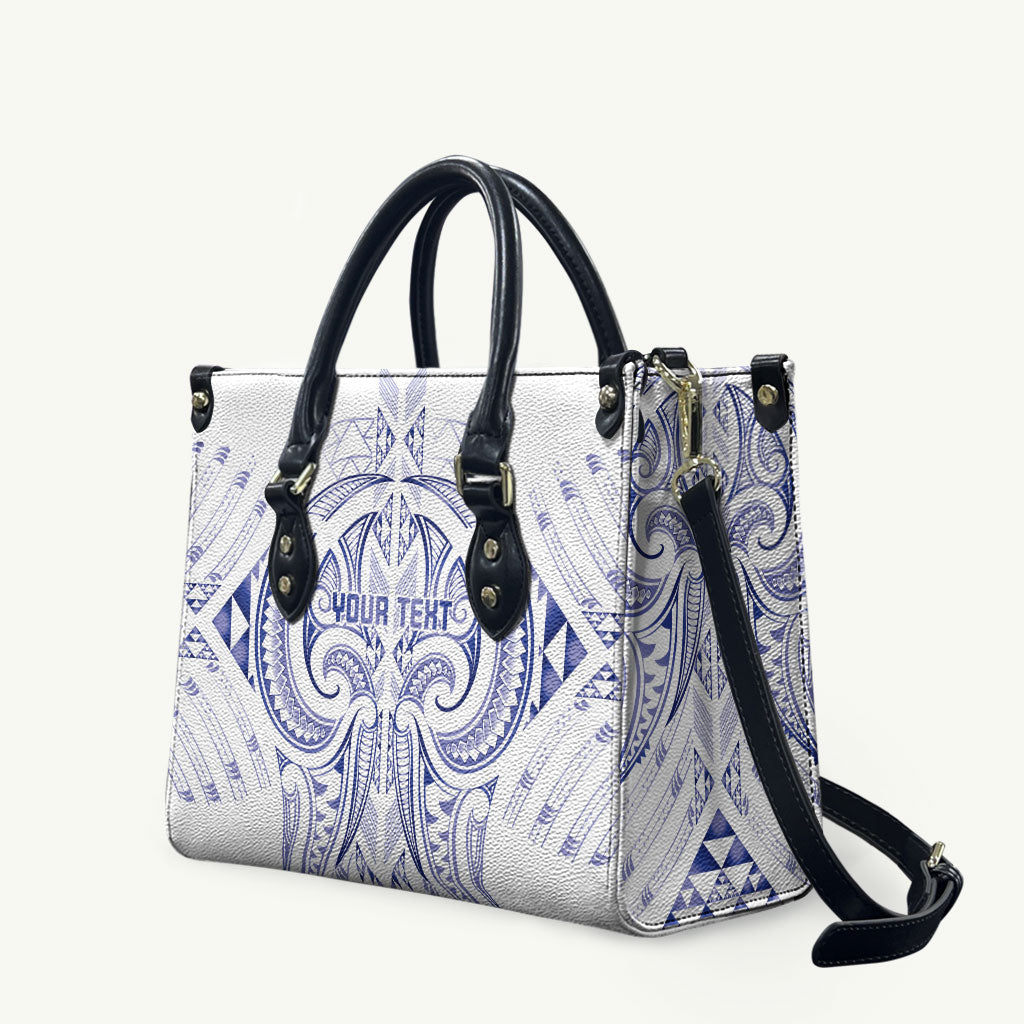Maori Rugby Custom Ngaru Mangopare Leather Bag Kikorangi Niho Taniwha Motif LT9 Blue - Polynesian Pride
