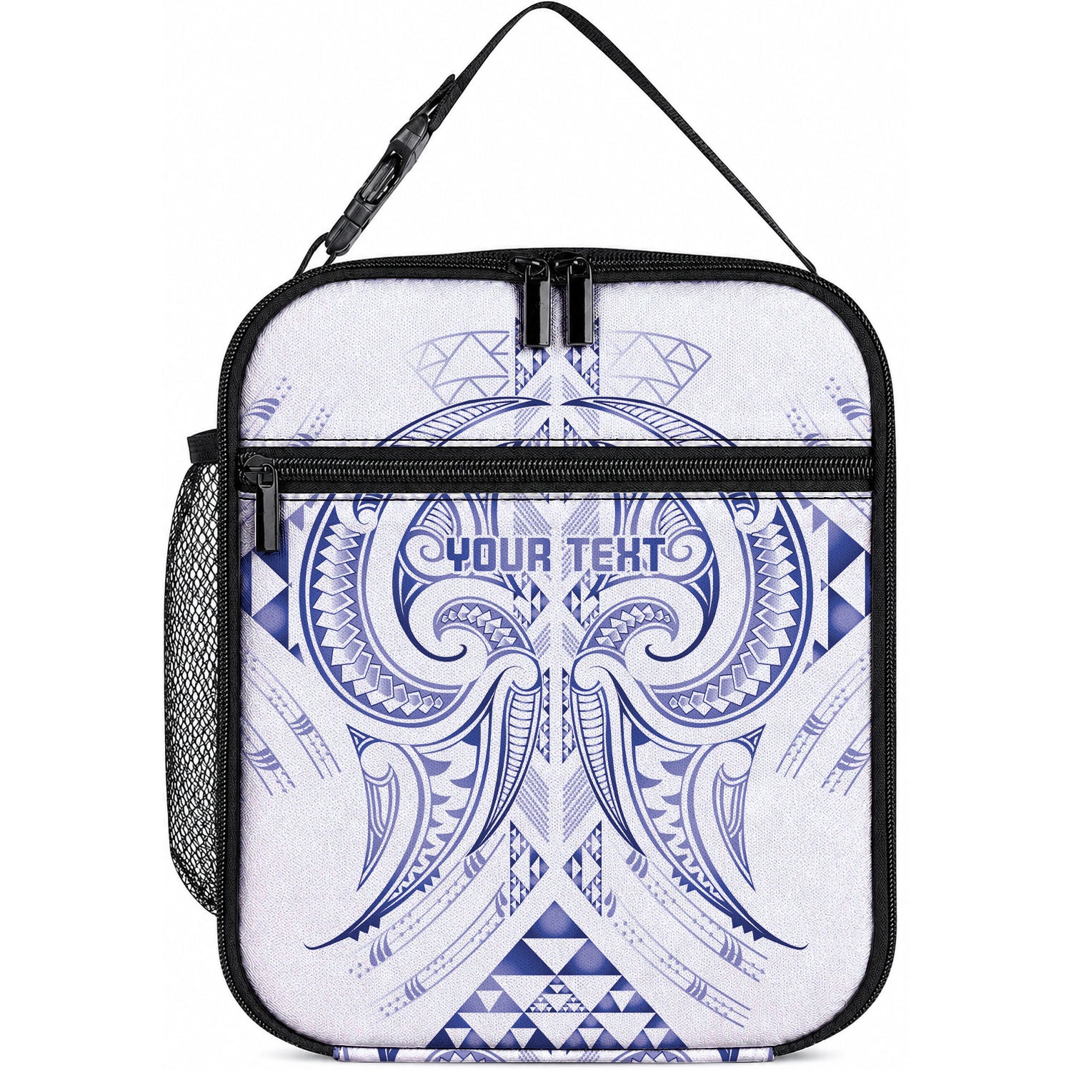 Maori Rugby Custom Ngaru Mangopare Lunch Bag Kikorangi Niho Taniwha Motif LT9 10.2 × 8.3 × 4.3 inch Blue - Polynesian Pride